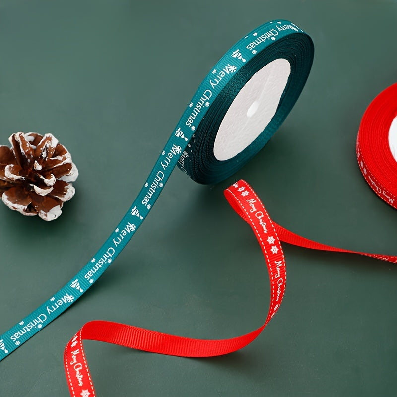 Christmas Red Green Ribbon Thread Printed