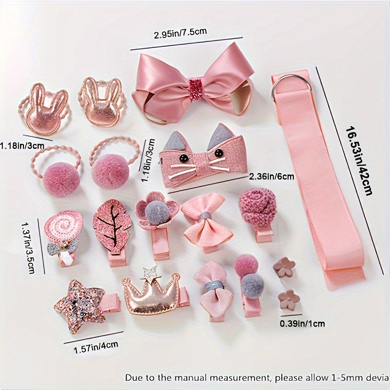 Girls Cute Cartoon Bow Hair Clips Set Gift Box