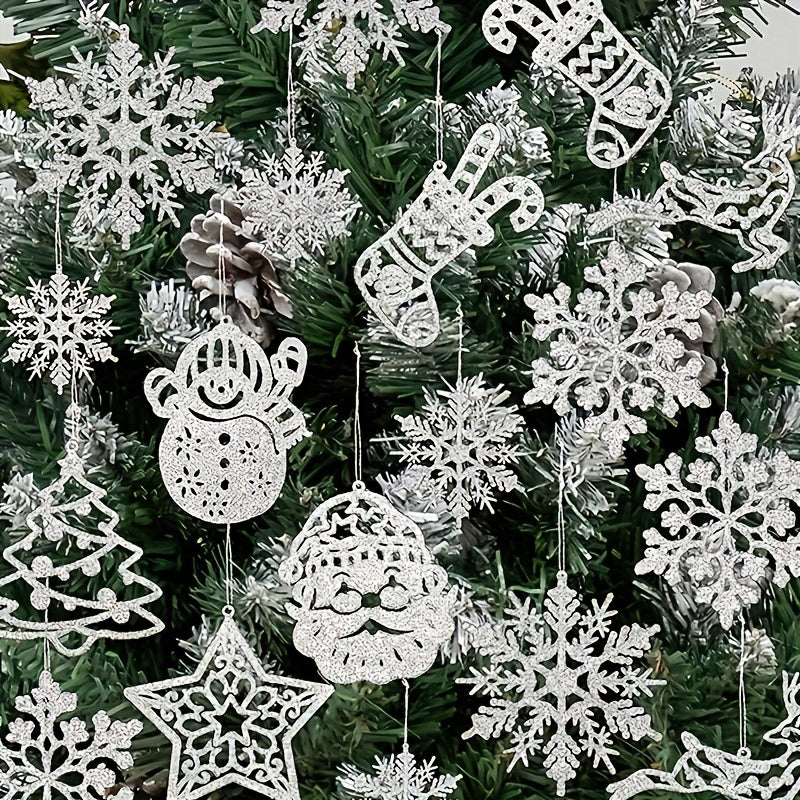 20pcs Sparkling Snowflake & Christmas Tree Ornaments