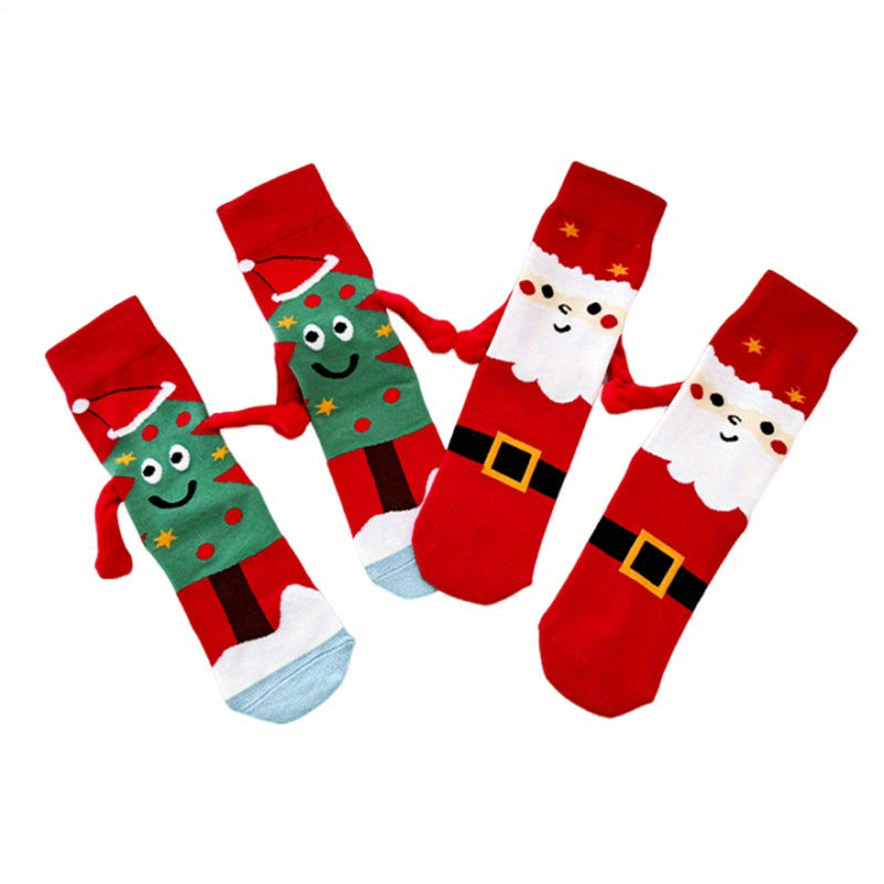 Cozy Magnetic Hand-Holding Christmas Socks for Couples