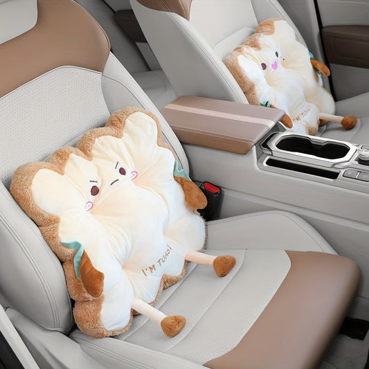 Comfortable Cute Cartoon Toast-Shaped Seat & Back Cushion