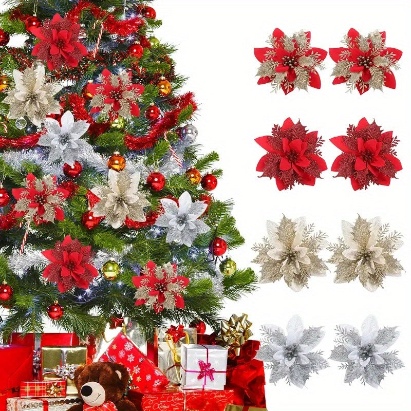 12pcs Artificial Poinsettia Flowers