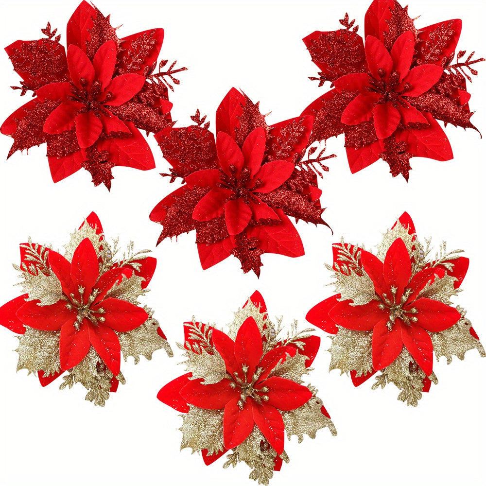 12pcs Artificial Poinsettia Flowers