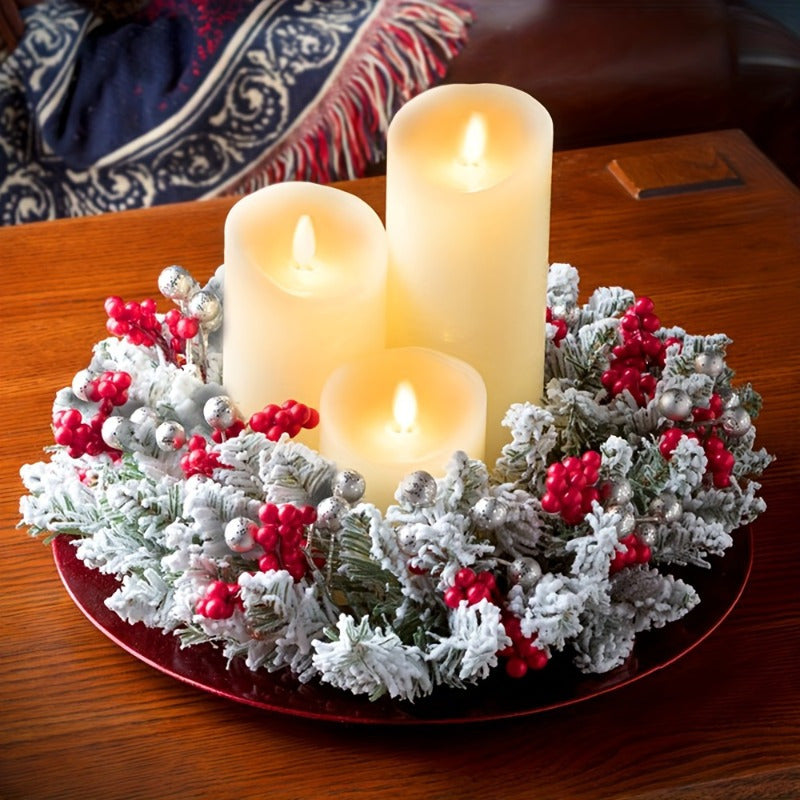 Boho Style Christmas Wreath Set with Candle Holders