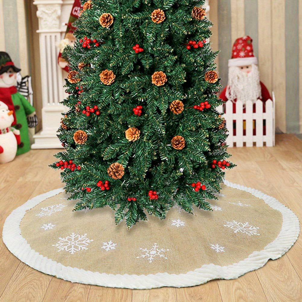 Festive Linen Christmas Tree Skirt