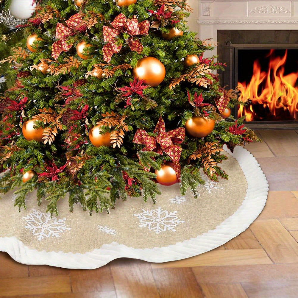 Festive Linen Christmas Tree Skirt