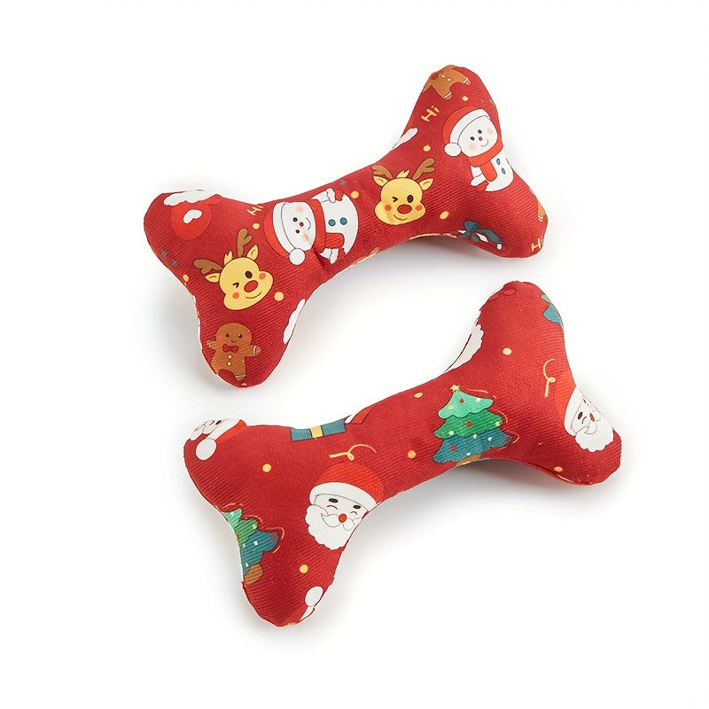 Durable Christmas Plush Bone-Shaped Pet Toy