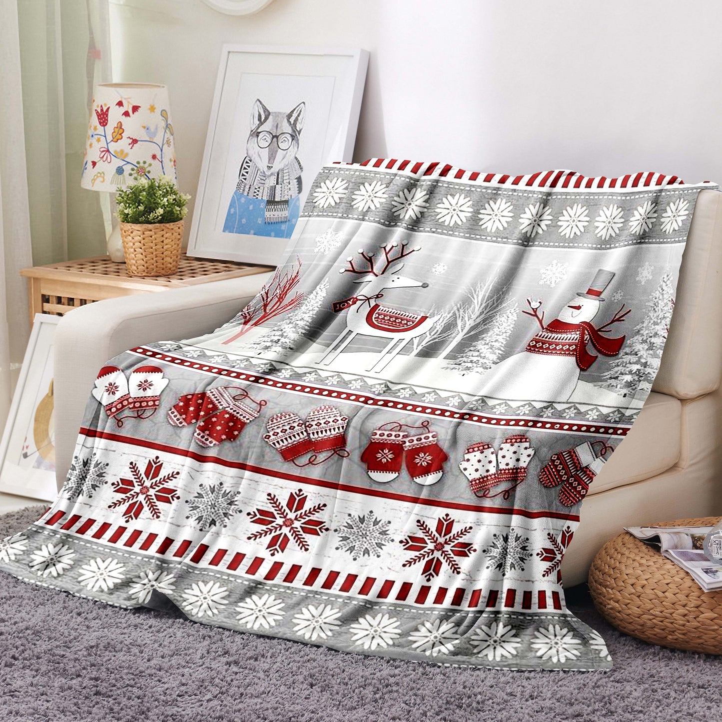 Cozy Vintage Christmas Throw Blanket