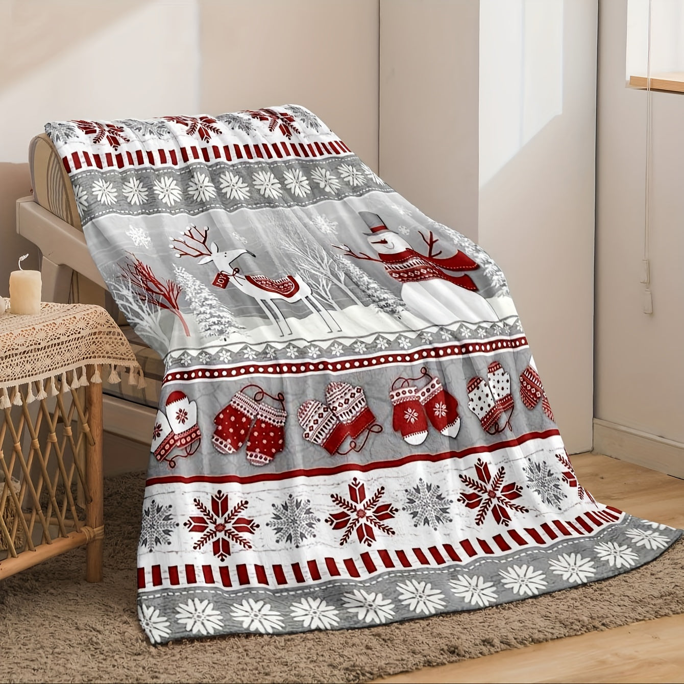 Cozy Vintage Christmas Throw Blanket