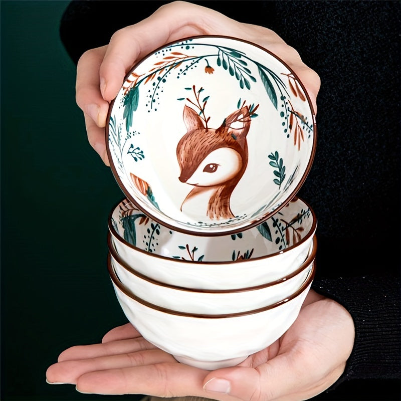 Cute Bear & Deer Pattern Porcelain Bowls- (2/4/6 pieces)