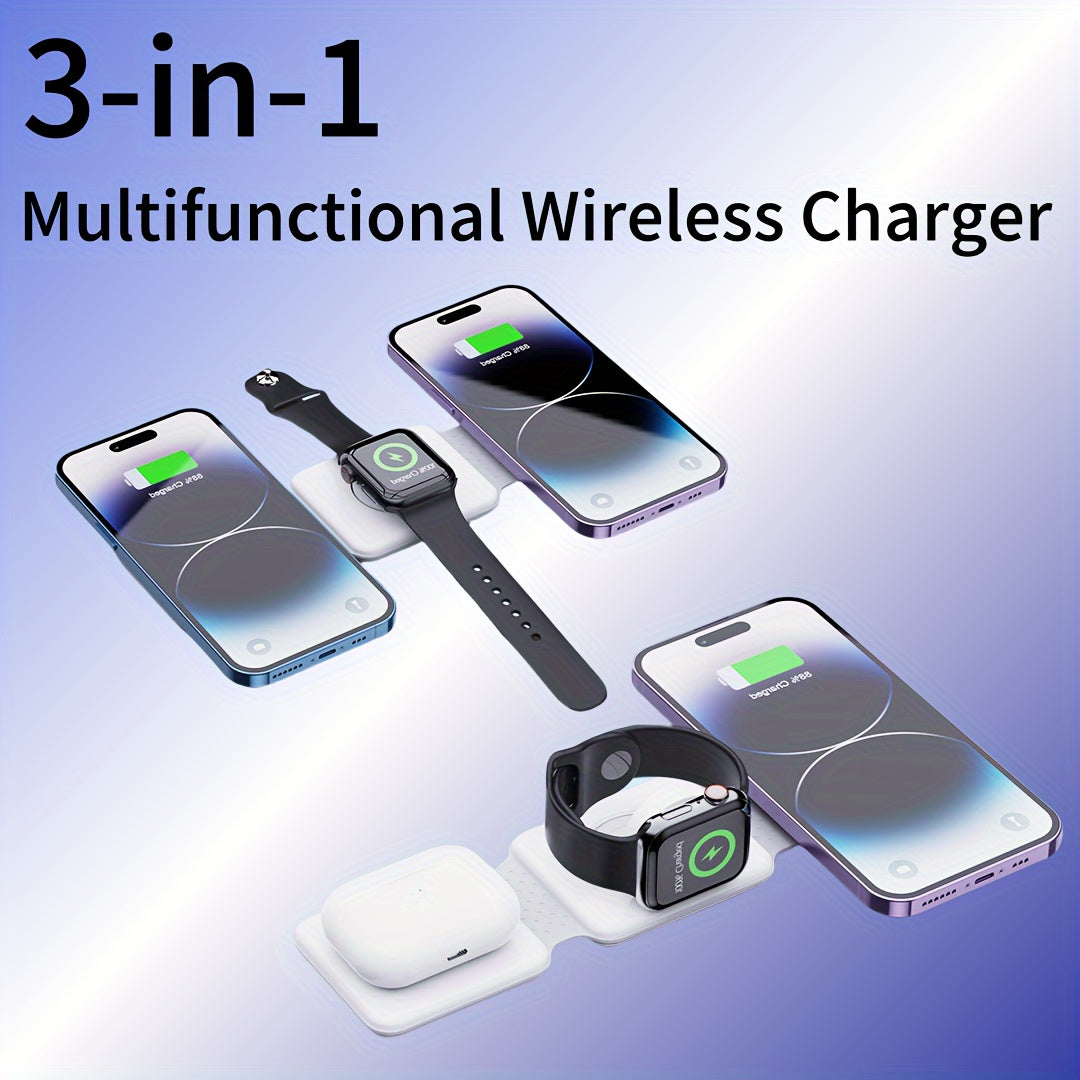 15W Three-in-one Portable Folding Wireless Charging Station