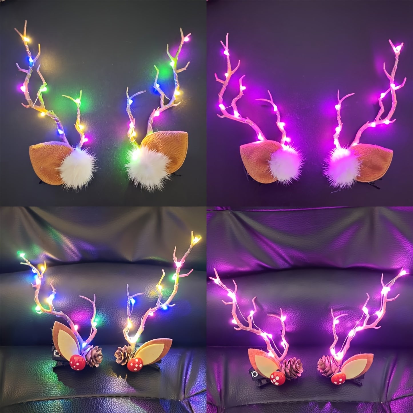 Christmas Colorful Luminous Antler Hair Clip