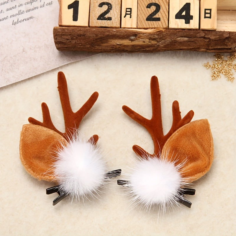 Reindeer Antler Headband With Plush Pom-Pom