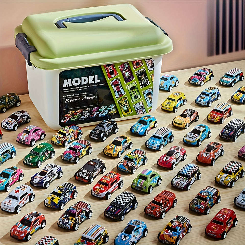 Pull Back Cars With Storage Box - Set Of 4 Toy Cars For Christmas, Halloween, Thanksgiving Gift(Random Style And Colors)