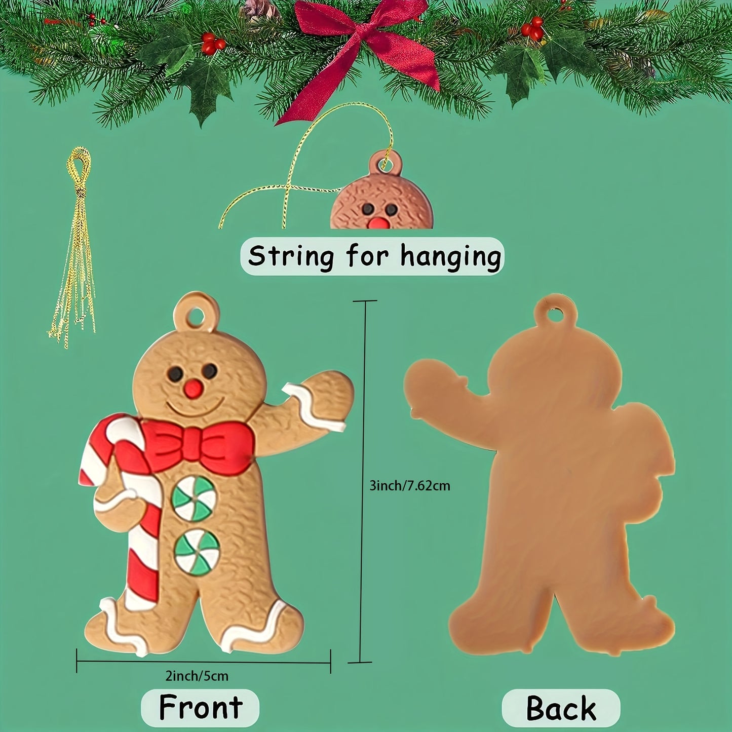 12pcs Classic Gingerbread Men Christmas Tree Ornaments