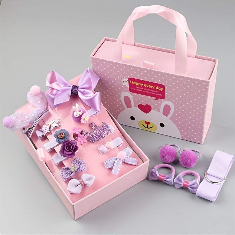 Girls Cute Cartoon Bow Hair Clips Set Gift Box