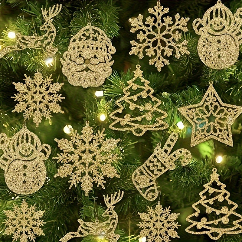 20pcs Sparkling Snowflake & Christmas Tree Ornaments