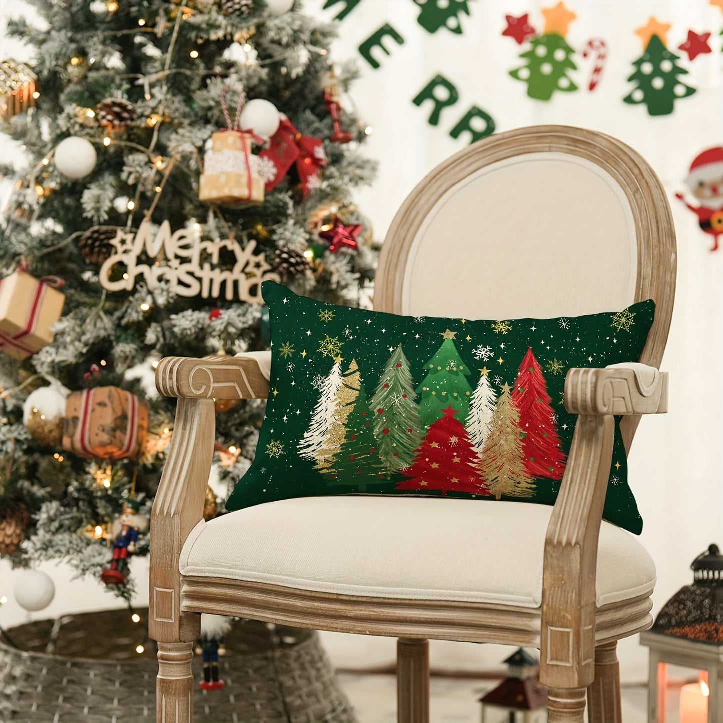 Merry Christmas Throw Pillow Cover