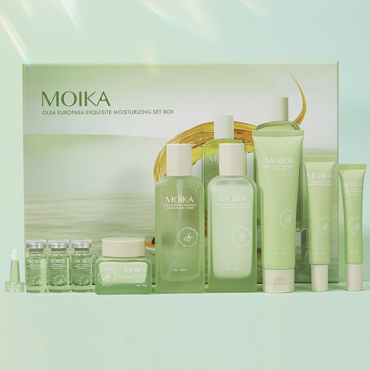 MOIKA Olive Oil Hydrating Skincare Set for Women, 9-Piece Facial Care Kit