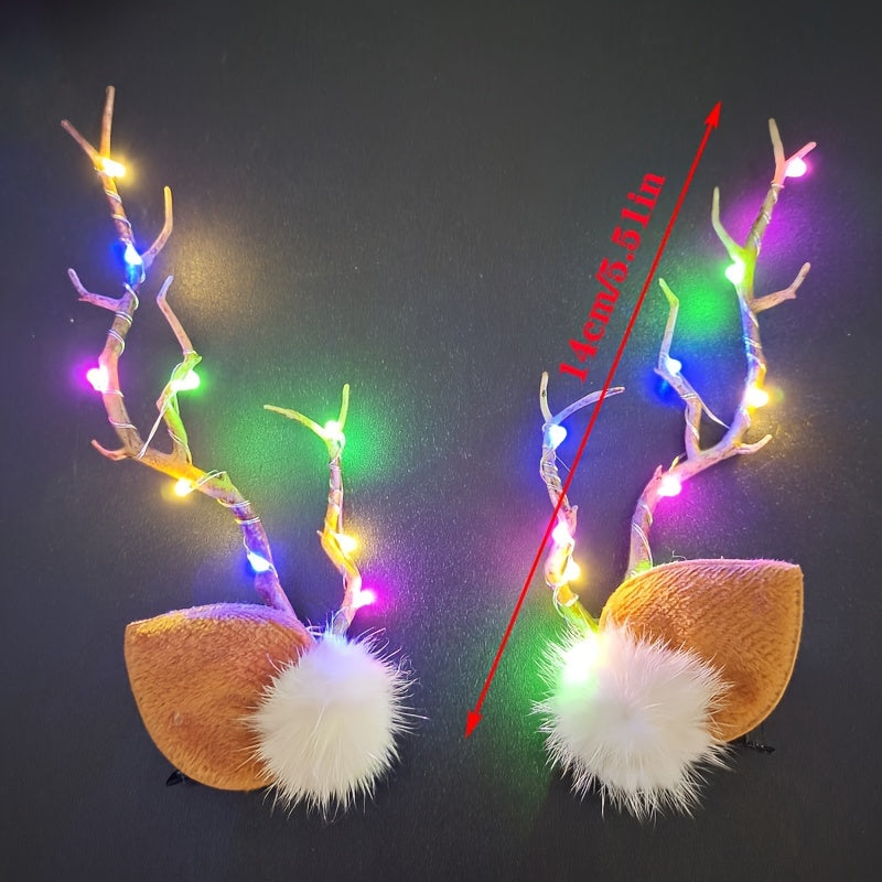 Christmas Colorful Luminous Antler Hair Clip