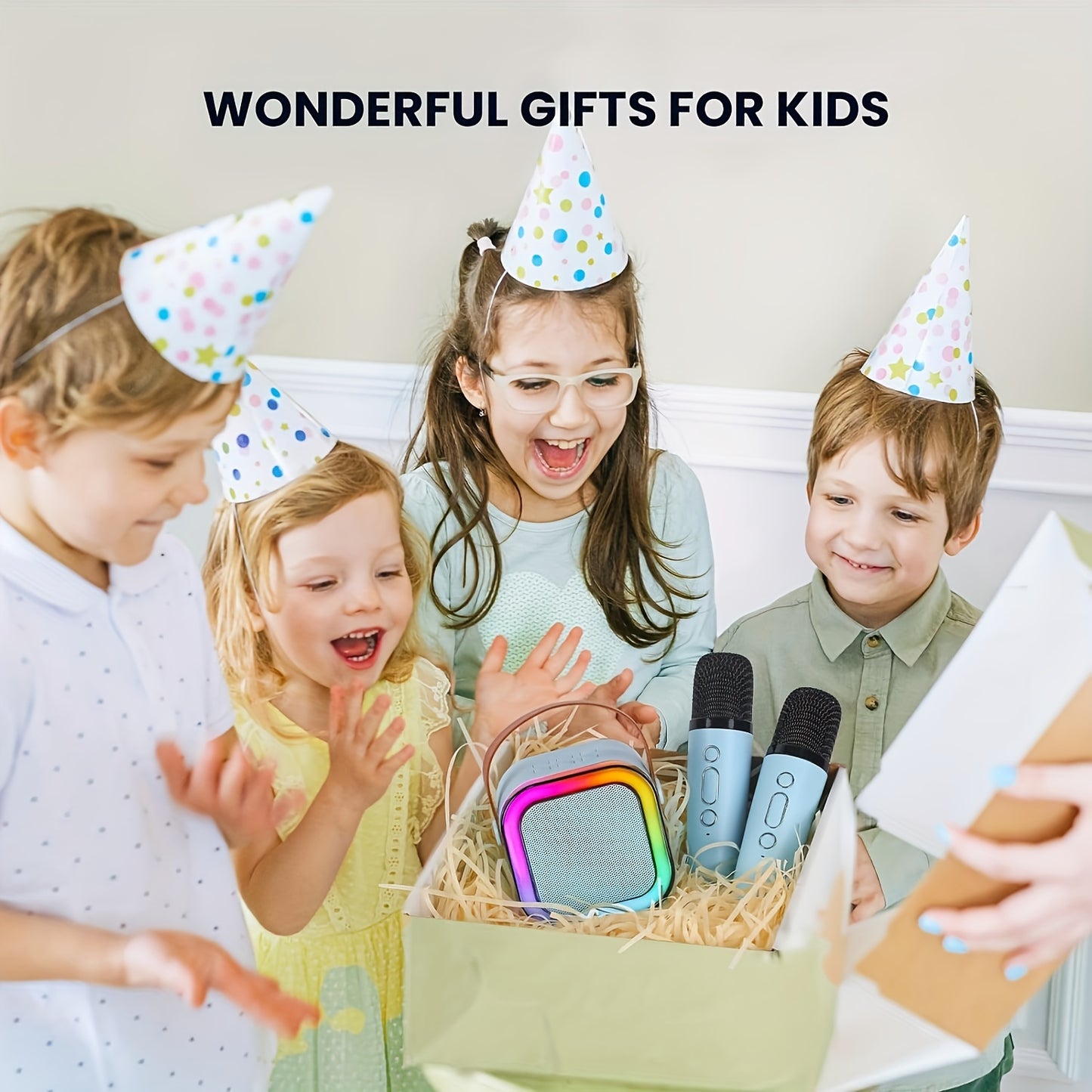 Kids Mini Karaoke Speaker with 2 Wireless Microphones