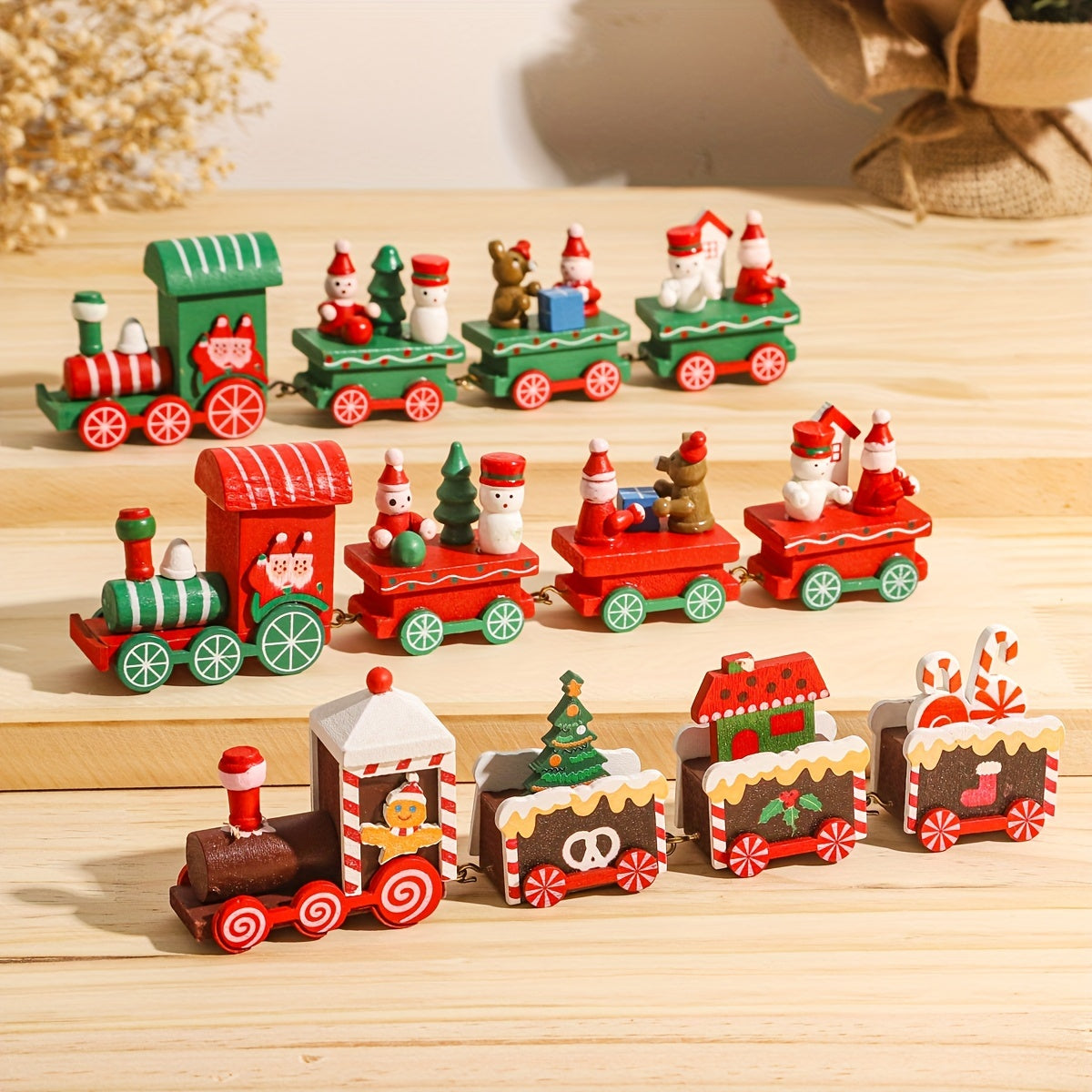 Merry Christmas Wooden Train Ornament