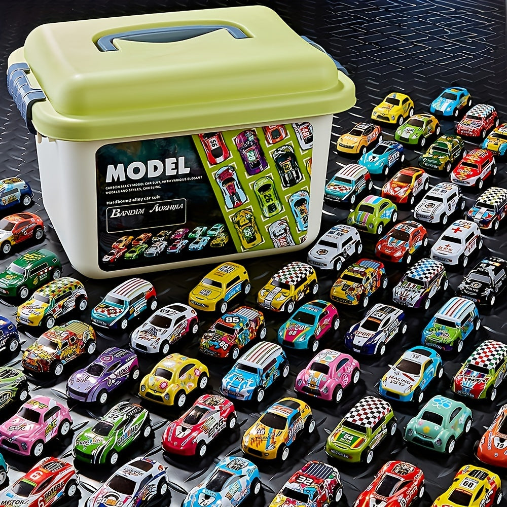 Pull Back Cars With Storage Box - Set Of 4 Toy Cars For Christmas, Halloween, Thanksgiving Gift(Random Style And Colors)