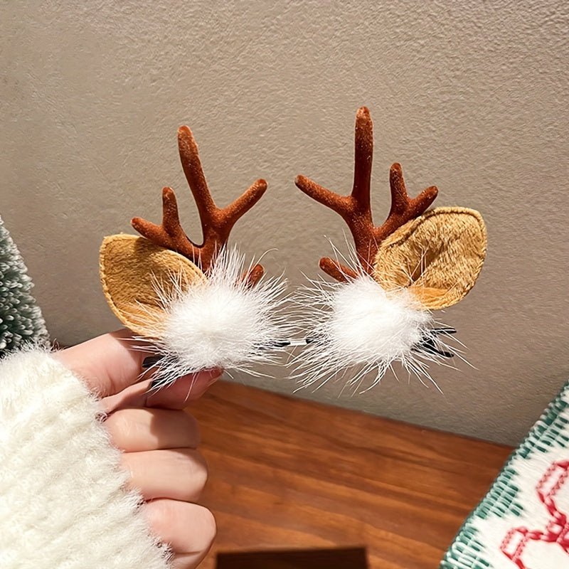 Reindeer Antler Headband With Plush Pom-Pom