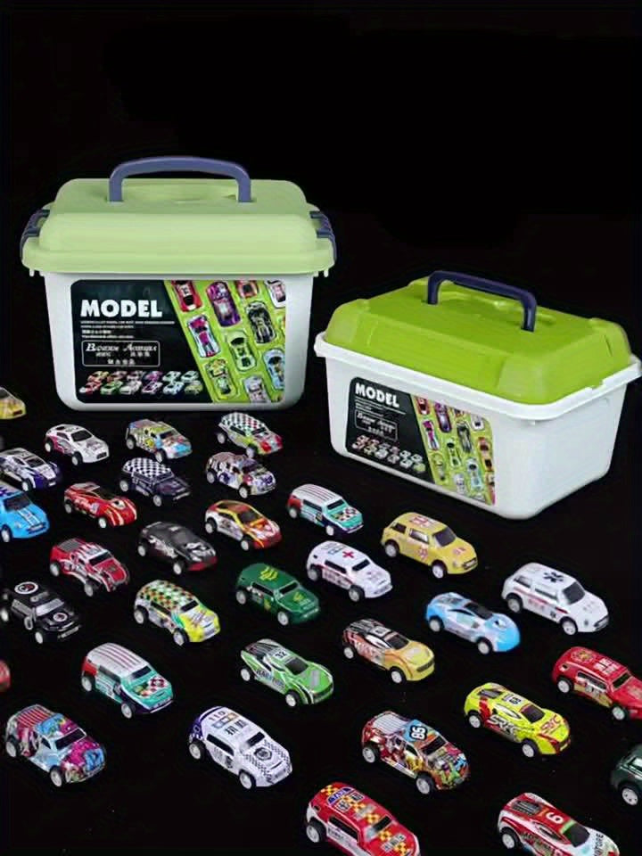 Pull Back Cars With Storage Box - Set Of 4 Toy Cars For Christmas, Halloween, Thanksgiving Gift(Random Style And Colors)