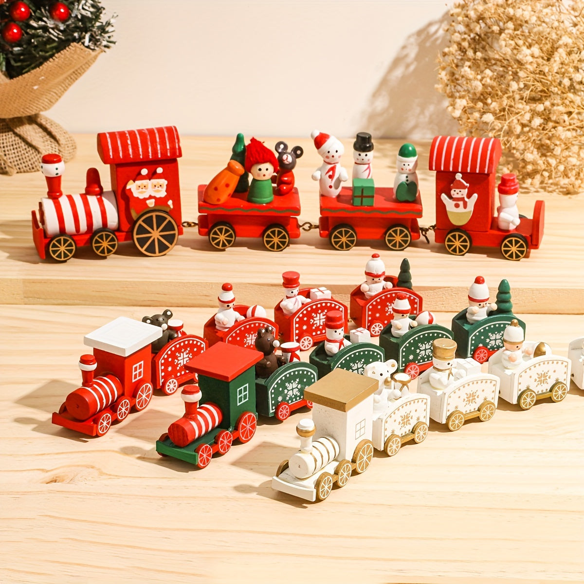 Merry Christmas Wooden Train Ornament