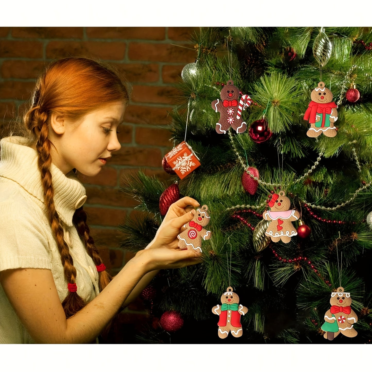 12pcs Classic Gingerbread Men Christmas Tree Ornaments