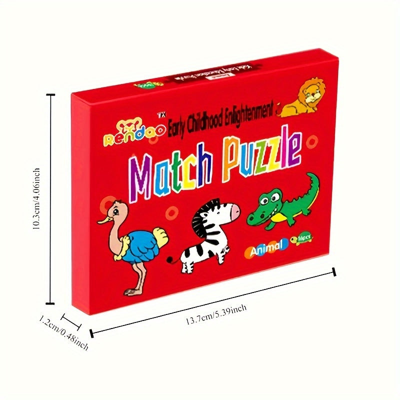 32-Piece Animal & Fruit Themed Matching Puzzle Cards for Kids