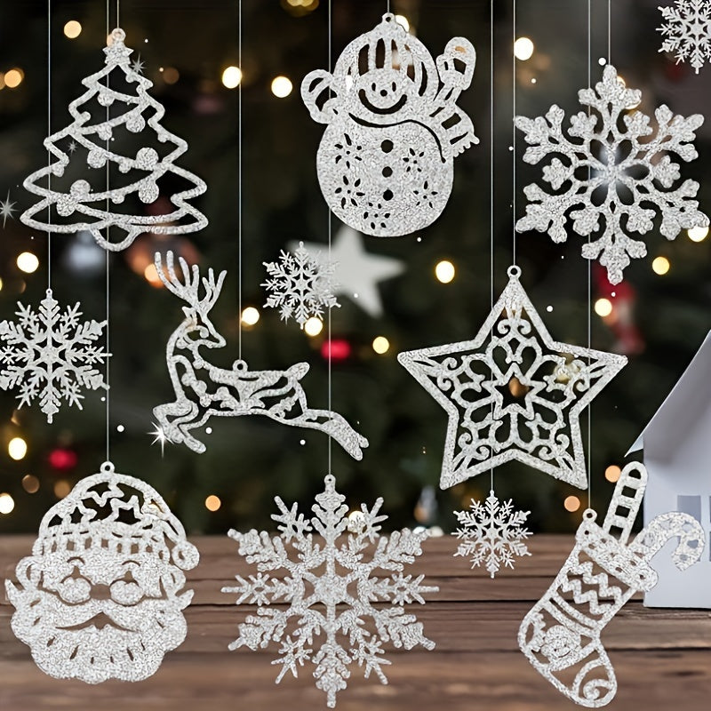 20pcs Sparkling Snowflake & Christmas Tree Ornaments