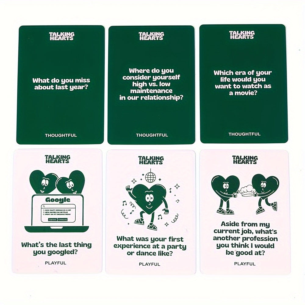 Talking Hearts Deluxe Edition - 200 Conversation Cards & 2 Wild Cards for Couples