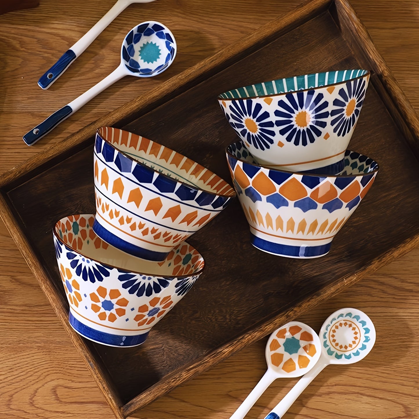 Colorful Porcelain Dessert Bowls - Bohemian Style