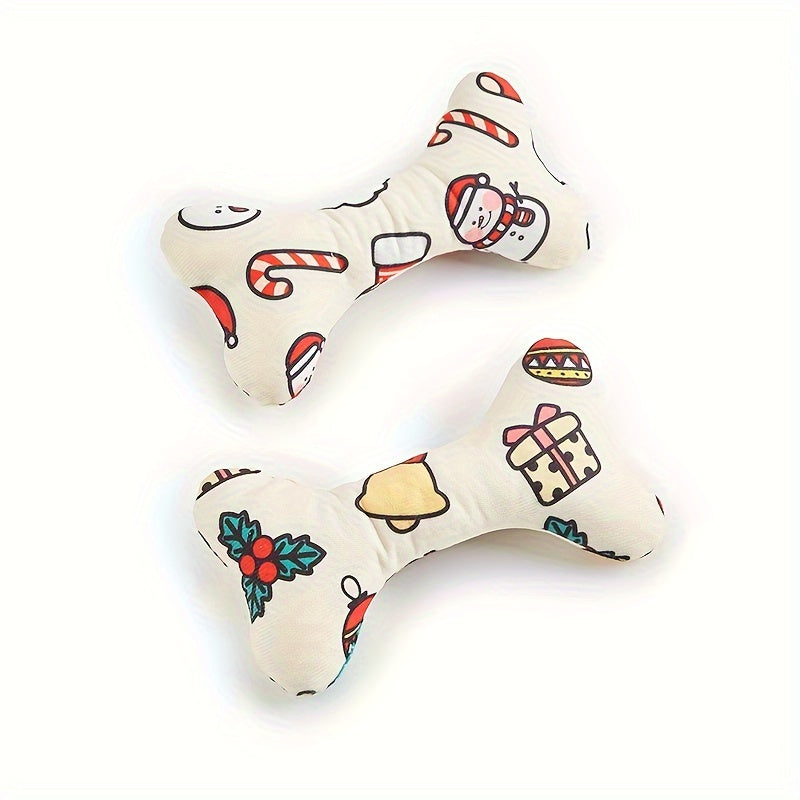 Durable Christmas Plush Bone-Shaped Pet Toy