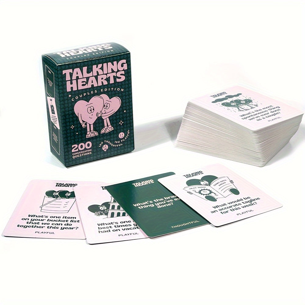 Talking Hearts Deluxe Edition - 200 Conversation Cards & 2 Wild Cards for Couples