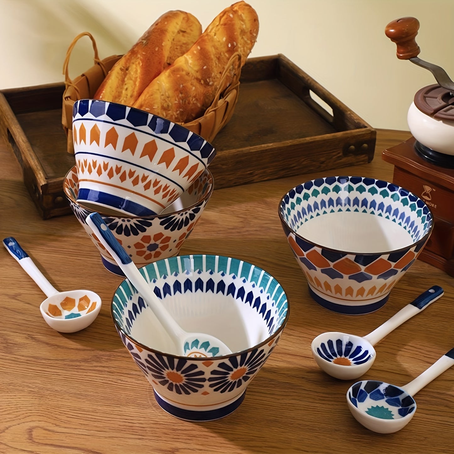 Colorful Porcelain Dessert Bowls - Bohemian Style