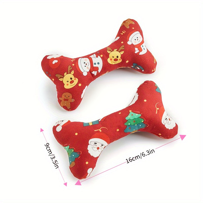 Durable Christmas Plush Bone-Shaped Pet Toy