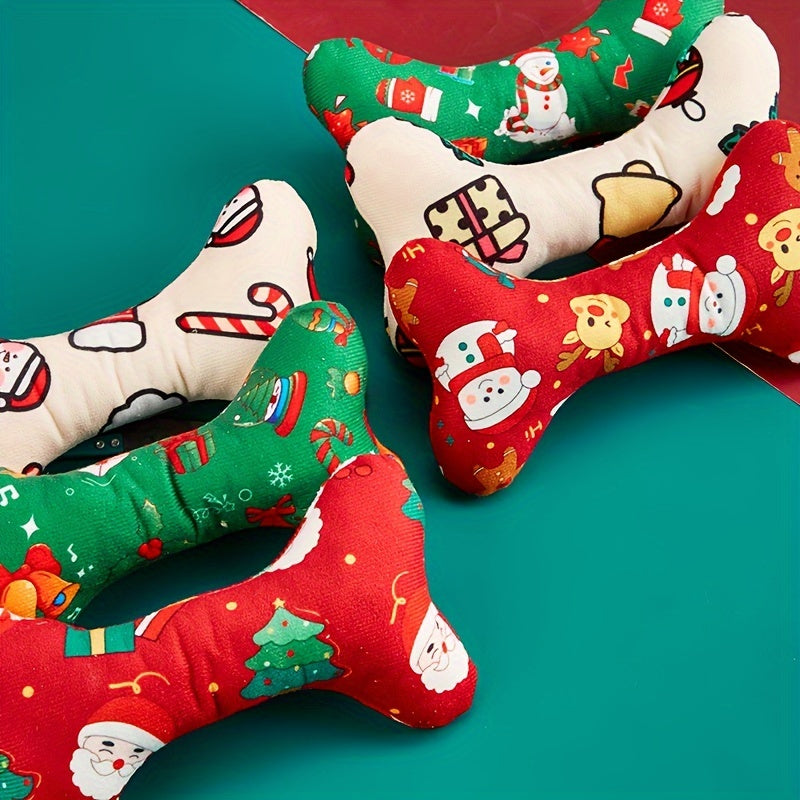 Durable Christmas Plush Bone-Shaped Pet Toy