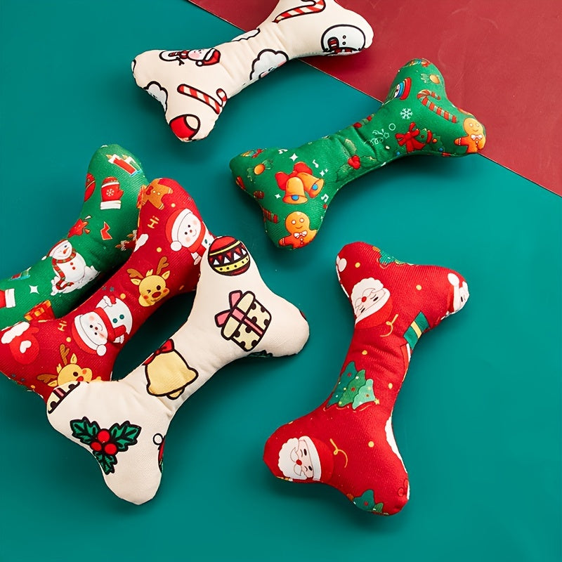 Durable Christmas Plush Bone-Shaped Pet Toy