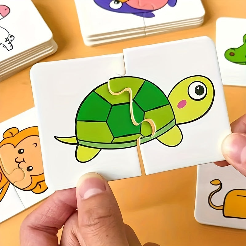 32-Piece Animal & Fruit Themed Matching Puzzle Cards for Kids