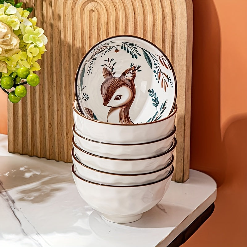 Cute Bear & Deer Pattern Porcelain Bowls- (2/4/6 pieces)