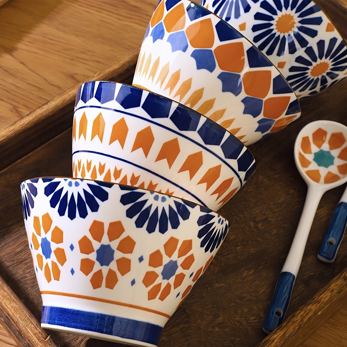 Colorful Porcelain Dessert Bowls - Bohemian Style