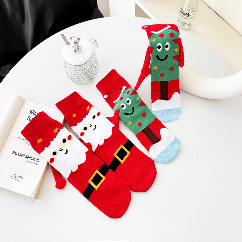 Cozy Magnetic Hand-Holding Christmas Socks for Couples