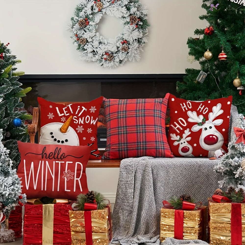 Festive Christmas Pillowcases- 4 Pieces