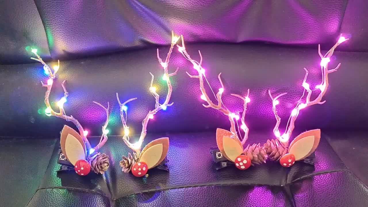 Christmas Colorful Luminous Antler Hair Clip