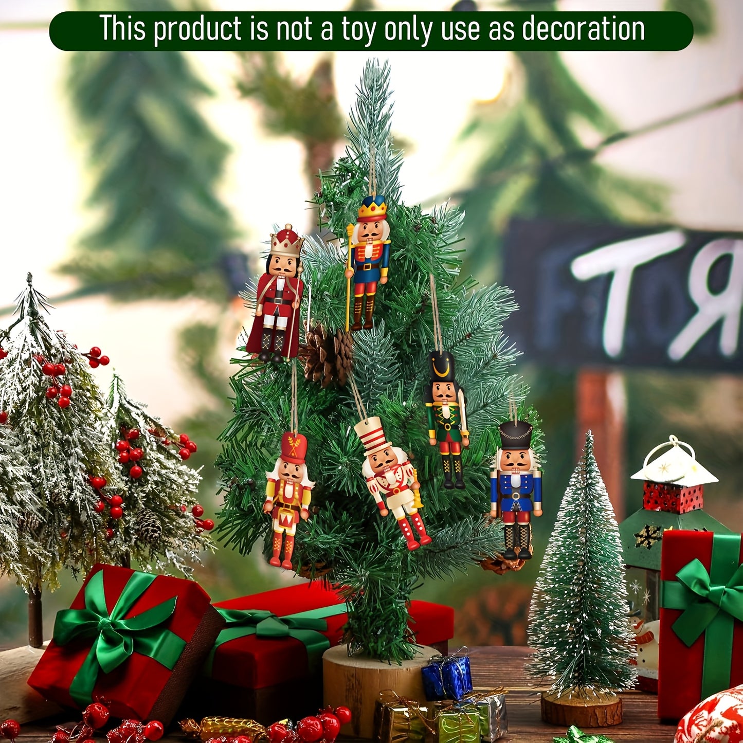 6pcs Set Of Large Wooden Nutcracker Ornaments