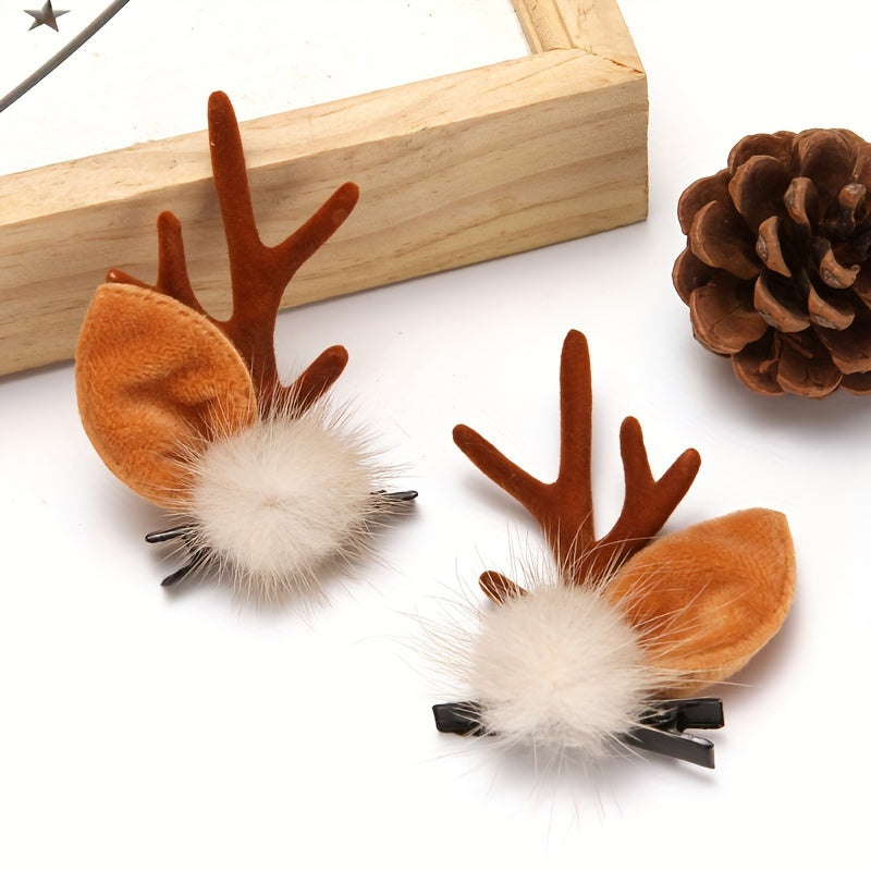 Reindeer Antler Headband With Plush Pom-Pom