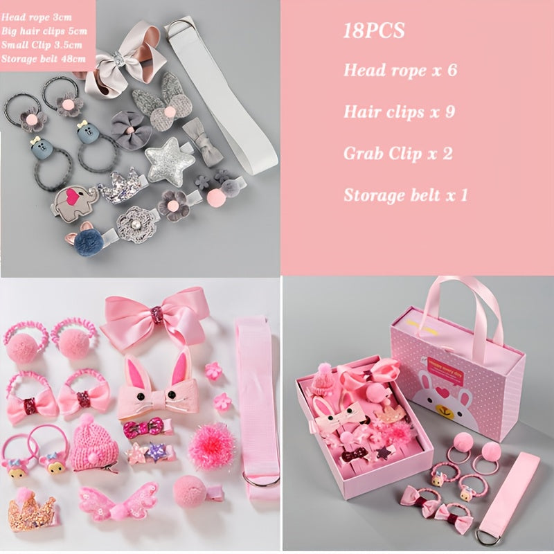 Girls Cute Cartoon Bow Hair Clips Set Gift Box